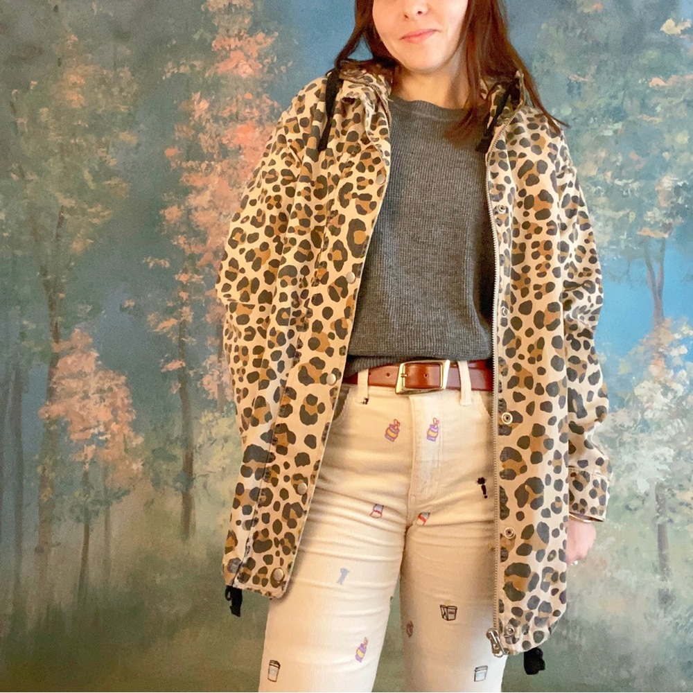 Topshop leopard anorak-style jacket, with hood.